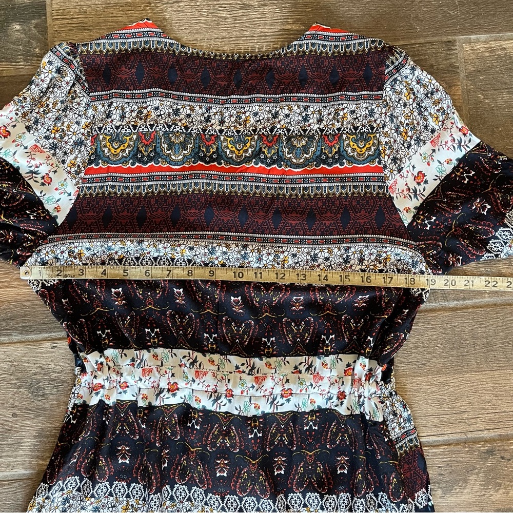 Multi colored vibrant floral print maxi dress drawstring waist 12 - Picture 6 of 8